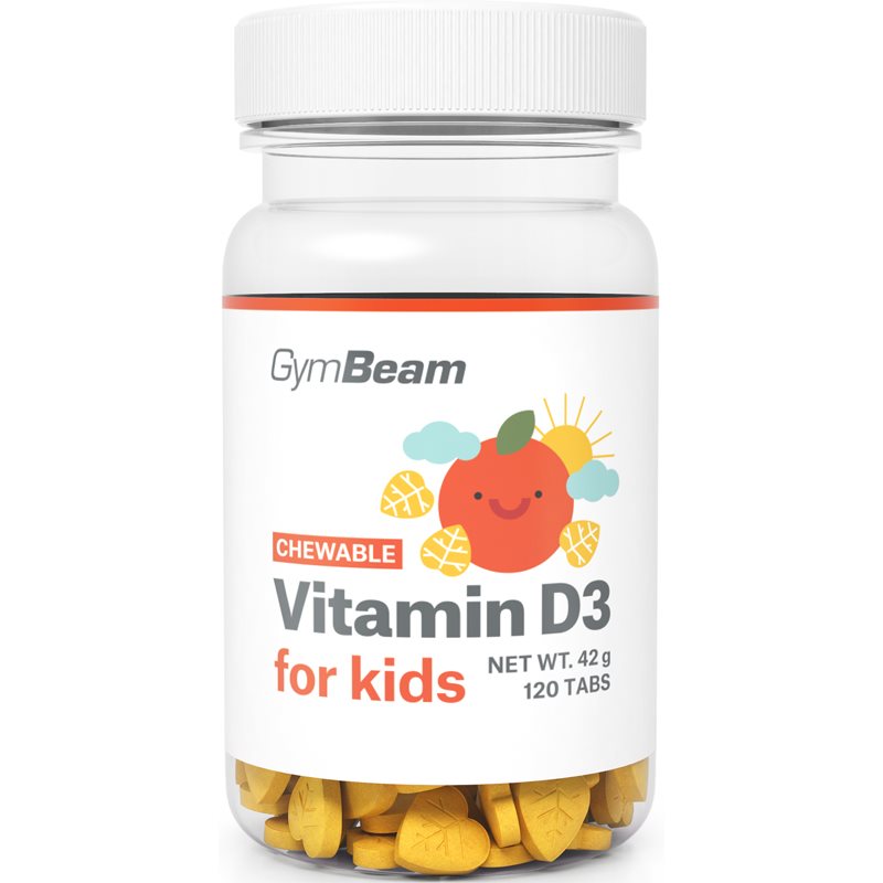 GymBeam Vitamin D3 for Kids podpora správneho fungovania organizmu pre deti príchuť Orange 120 tbl