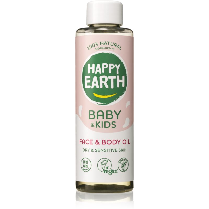 Happy Earth 100 percent Natural Face  Body Oil for Baby  Kids telový olej pre suchú a citlivú pokožku 150 ml