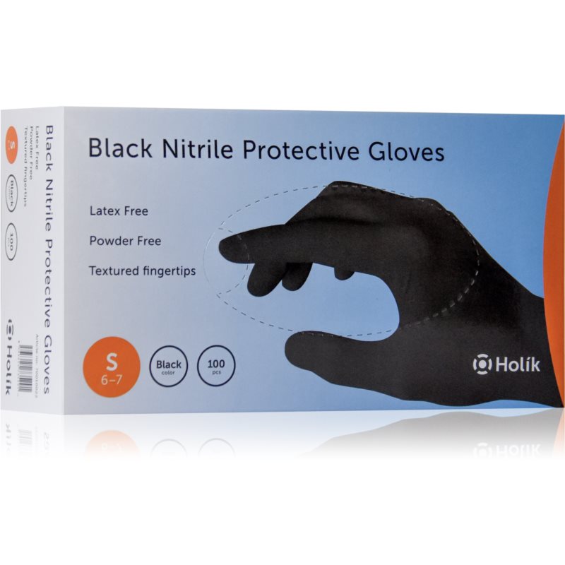 Holík Nitril Black nitrilové nepudrované ochranné rukavice veľkosť S 2x50 ks
