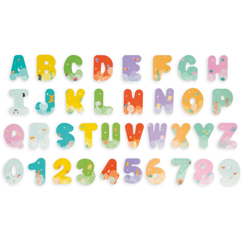 Janod Bath Toy Letters  Numbers hračka do vody 2 y 36 ks