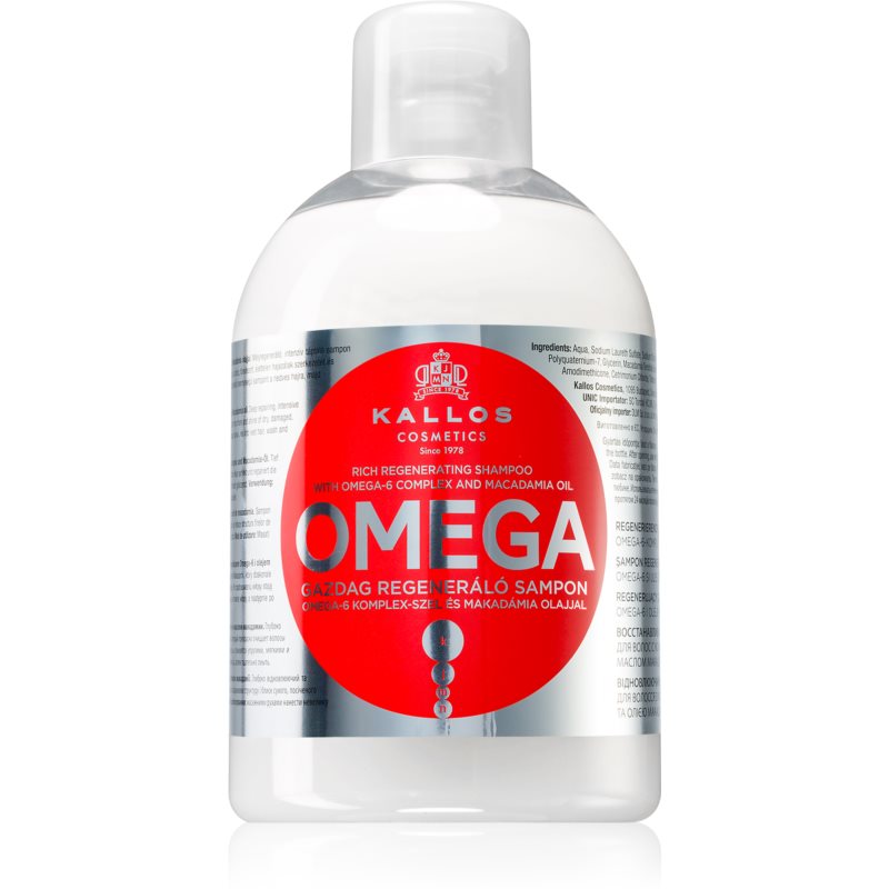Kallos Omega regeneračný šampón s omega-6 komplexom a makadamia olejom 1000 ml