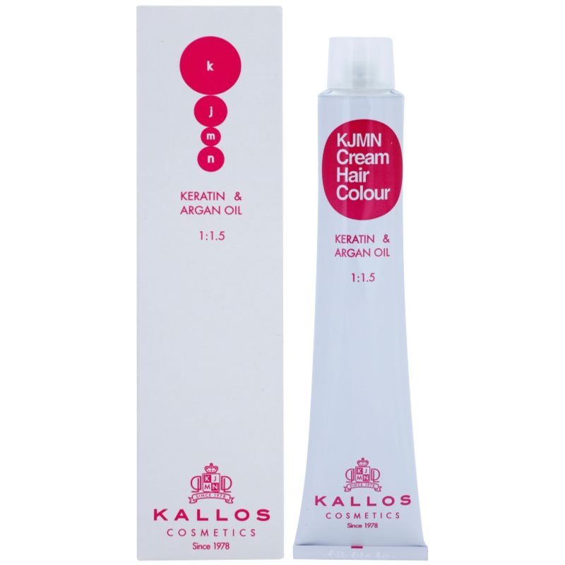 Kallos KJMN Cream Hair Colour Keratin  Argan Oil farba na vlasy s keratínom a argánovým olejom odtieň 8.0 Light Blond  100 ml