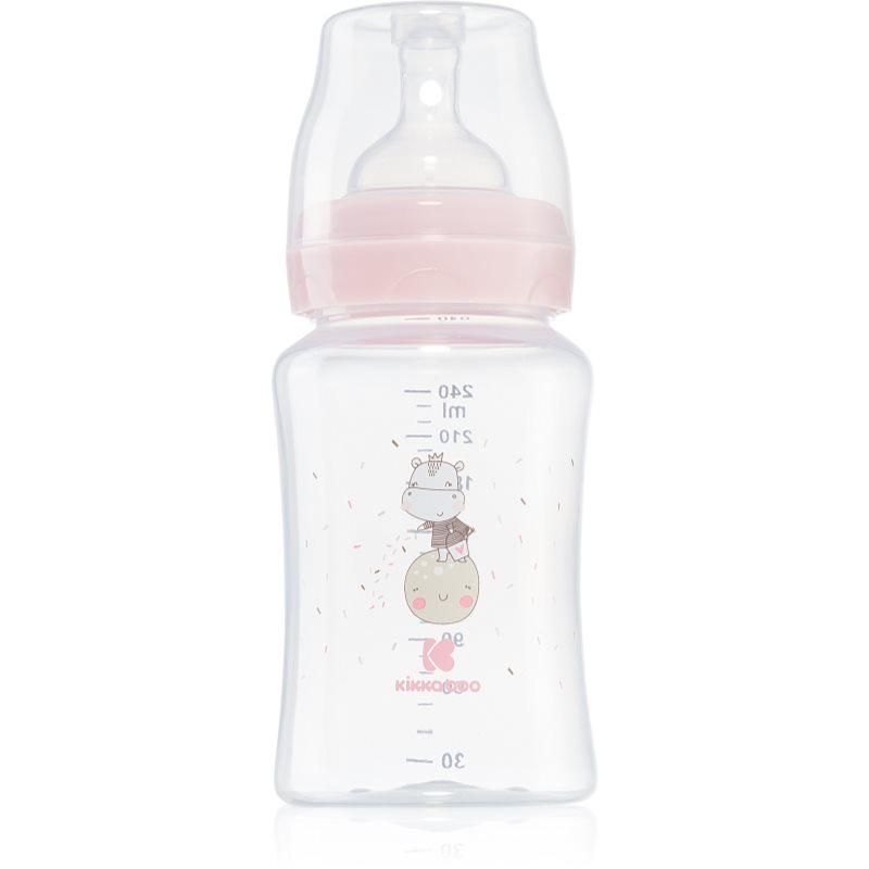 Kikkaboo Hippo Dreams dojčenská fľaša 3 m Pink 240 ml