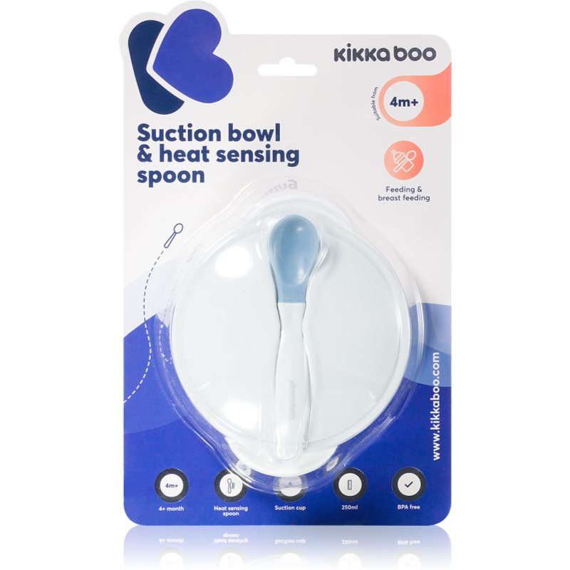 Kikkaboo Suction Bowl  Heat Sensing Spoon jedálenská súprava 4 m Blue 2 ks