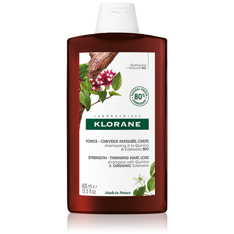 Klorane Quinine  Edelweiss Bio posilňujúci šampón proti vypadávániu vlasov 400 ml