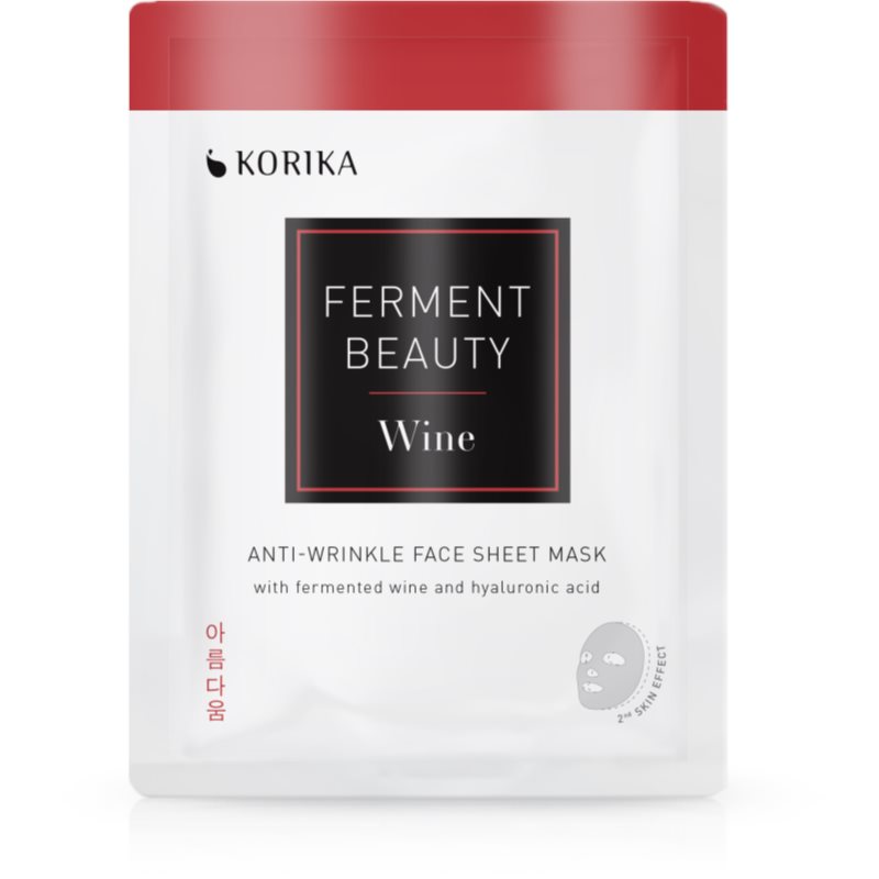 KORIKA FermentBeauty Anti-wrinkle Face Sheet Mask with Fermented Wine and Hyaluronic Acid plátenná maska proti vráskam s fermentovaným hroznom a kysel