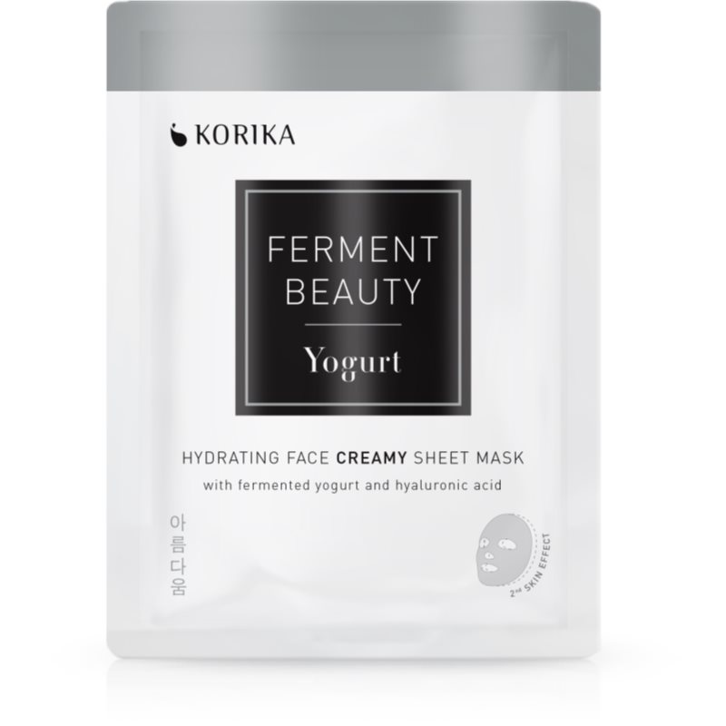 KORIKA FermentBeauty Hydrating Face Sheet Mask with Fermented Yogurt and Hyaluronic Acid hydratačná plátenná maska s fermentovaným jogurtom a kyselino