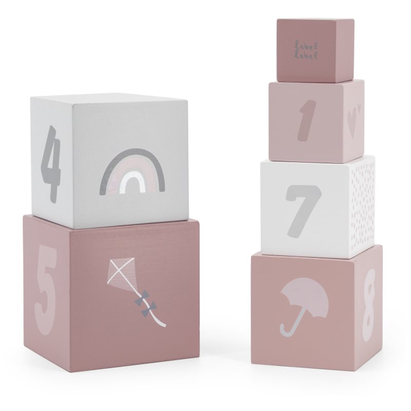 Label Label Stacking Blocks Numbers kocky z dreva Pink 18m 1 ks