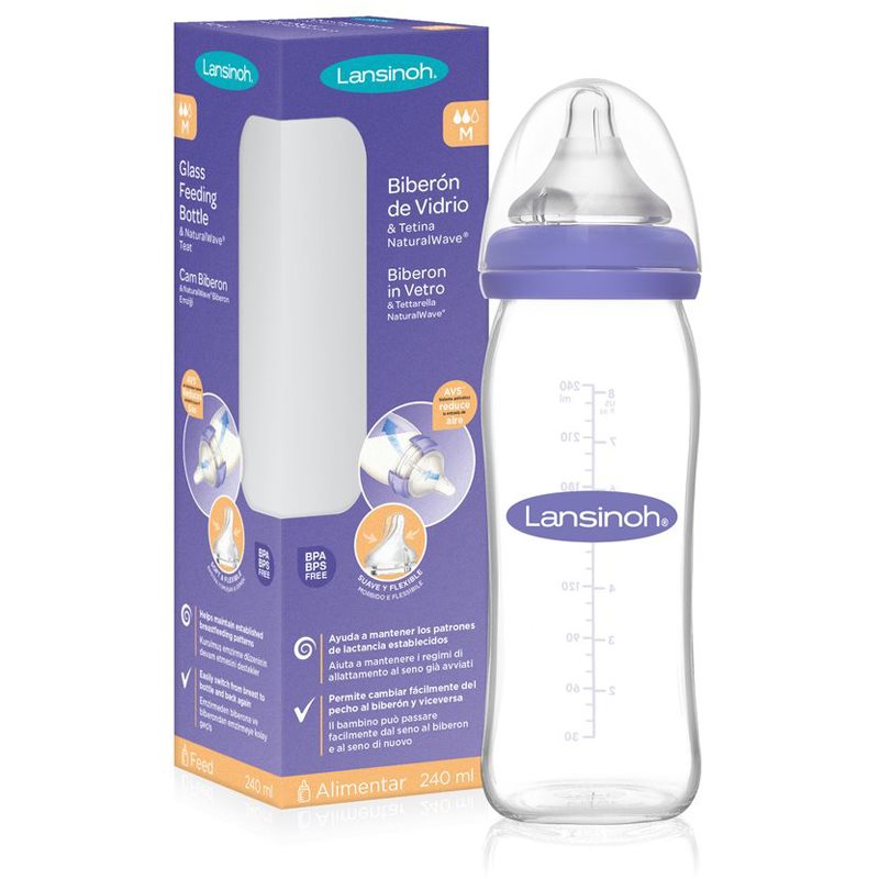 Lansinoh NaturalWave Glass dojčenská fľaša Medium 240 ml