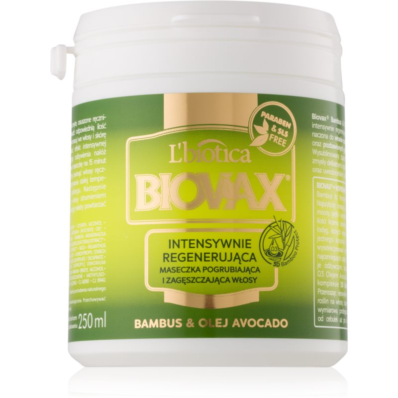 L’biotica Biovax Bamboo  Avocado Oil regeneračná maska na vlasy 250 ml