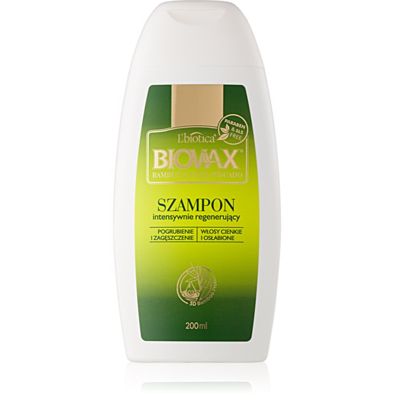 L’biotica Biovax Bamboo  Avocado Oil regeneračný šampón pre slabé a poškodené vlasy 200 ml