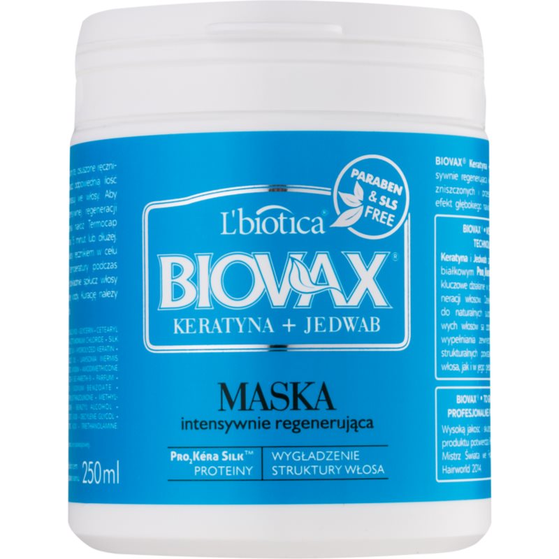 L’biotica Biovax Keratin  Silk regeneračná maska pre hrubé vlasy 250 ml