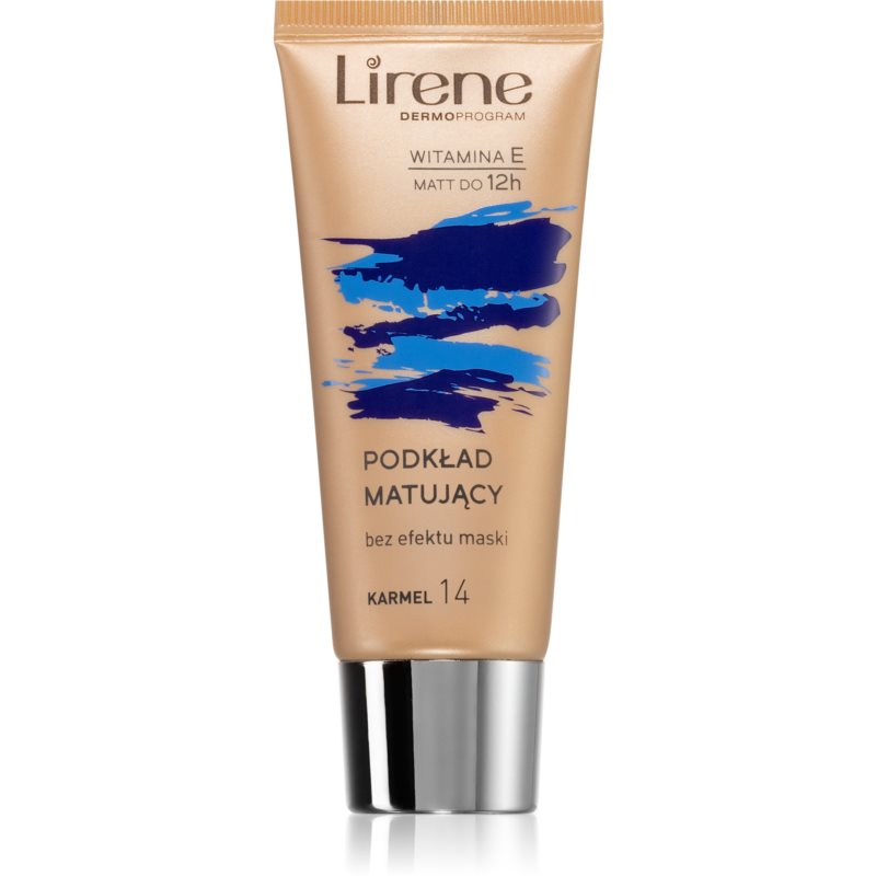 Lirene Nature Matte zmatňujúci fluidný make-up pre dlhotrvajúci efekt odtieň 14 Caramel 30 ml