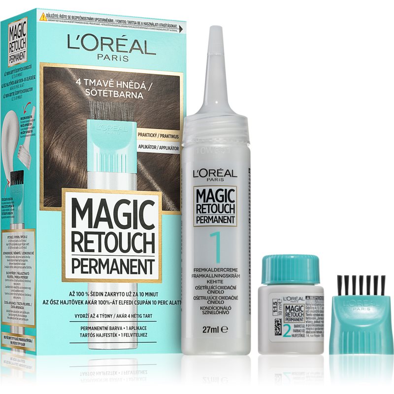 L’Oréal Paris Magic Retouch Permanent tónovacia farba na odrasty s aplikátorom odtieň 4 DARK BROWN