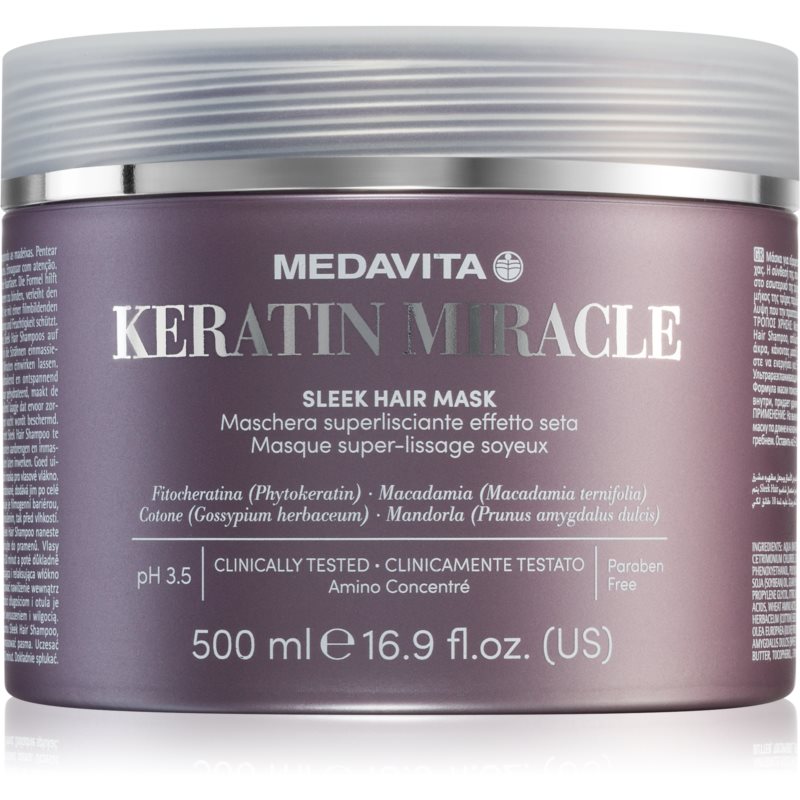 Medavita Keratin Miracle Sleek Hair Mask hydratačná vyhladzujúca maska 500 ml