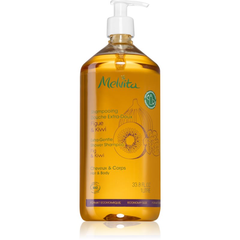 Melvita Extra-Gentle Shower Shampoo sprchový šampón na vlasy a telo Fig  Kiwi 1000 ml