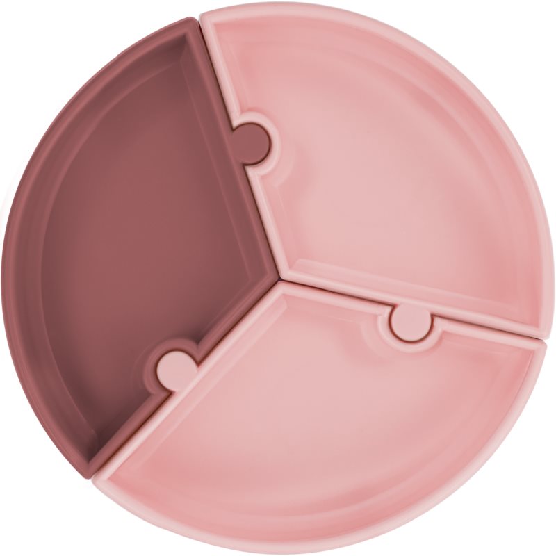 Minikoioi Puzzle Pink Rose delený tanier s prísavkou 1 ks