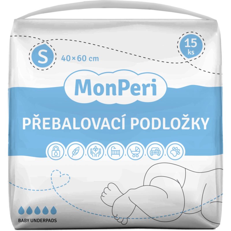 MonPeri Baby Underpads Size S jednorazové prebaľovacie podložky 40x60 cm 15 ks