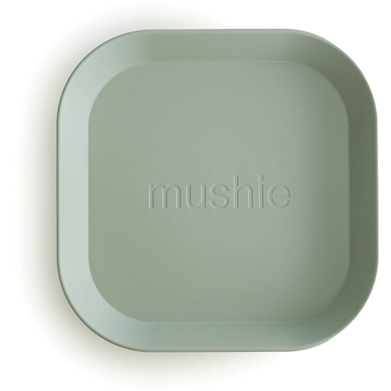 Mushie Square Dinnerware Plates tanier Sage 2 ks