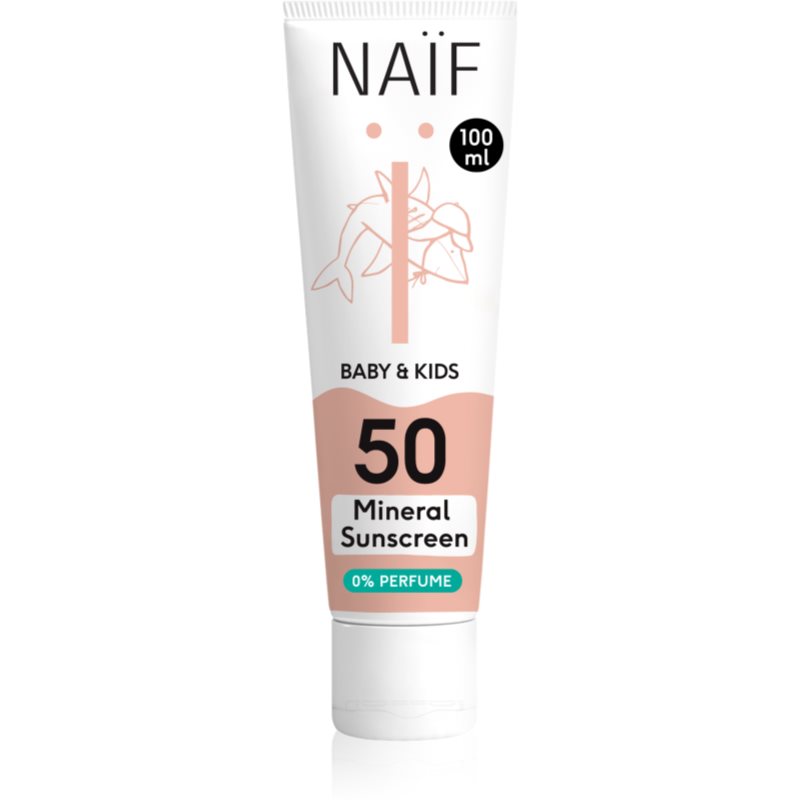 Naif Baby  Kids Mineral Sunscreen SPF 50 0  percent Perfume ochranný krém na opaľovanie pre bábätká a deti bez parfumácie SPF 50 100 ml