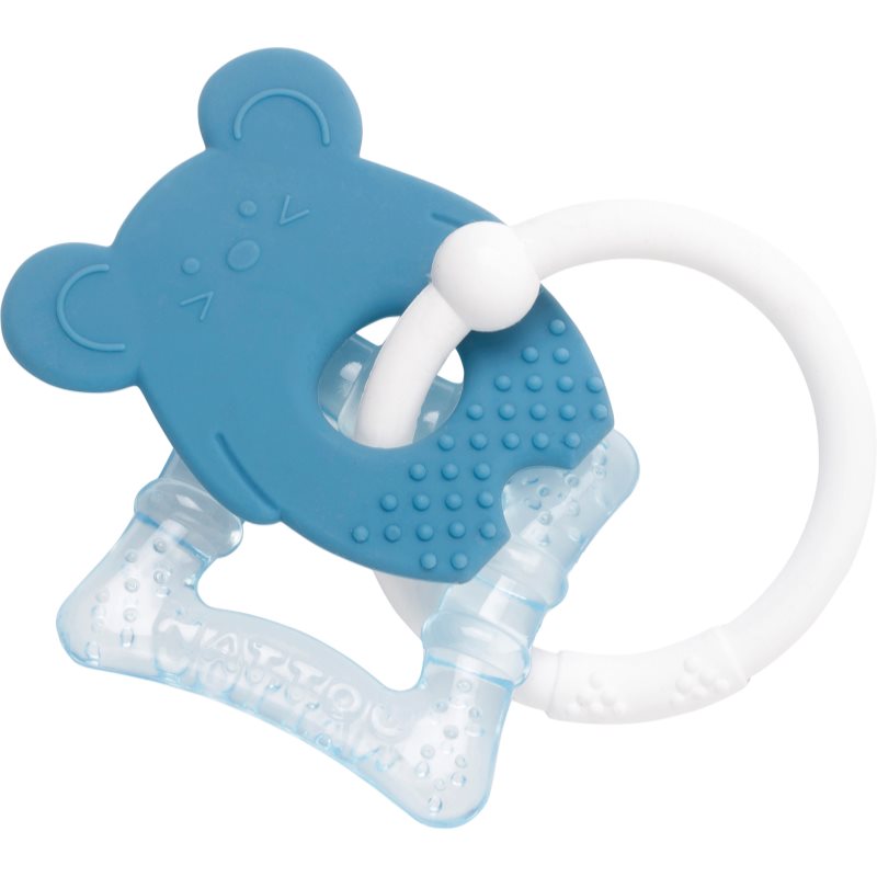 NATTOU Teether With Cooling Part hryzadielko s chladivým účinkom Blue Mouse 3 m 1 ks