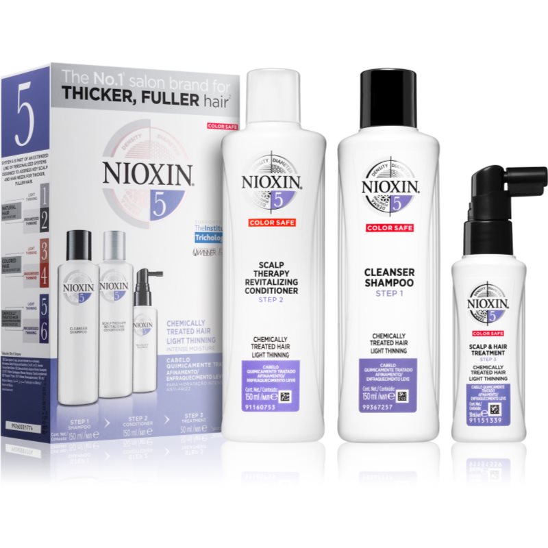 Nioxin System 5 Color Safe Chemically Treated Hair Light Thinning sada (pre mierne rednutie normálnych až silných, prírodných aj chemicky ošetrených v