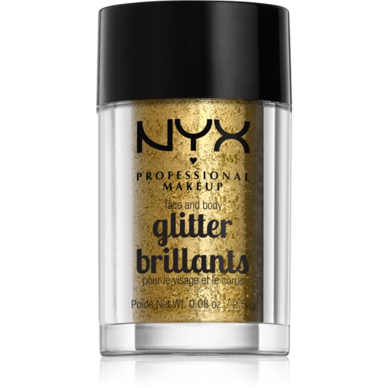 NYX Professional Makeup Face  Body Glitter Brillants Glitre na tvár i telo odtieň 05 Gold 2.5 g