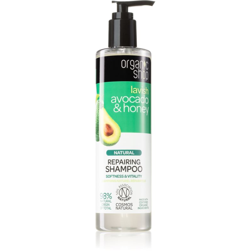 Organic Shop Natural Avocado  Honey regeneračný šampón pre suché a poškodené vlasy 280 ml