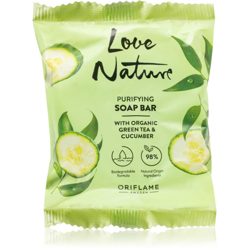 Oriflame Love Nature Green Tea  Cucumber tuhé mydlo s kyselinou mliečnou 75 g