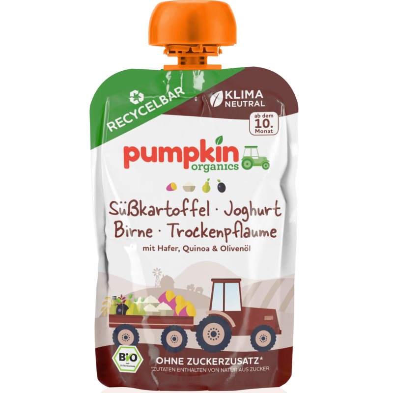 Pumpkin Organics BIO batáty s jogurtom, sušenými slivkami, ovos detský príkrm 100 g
