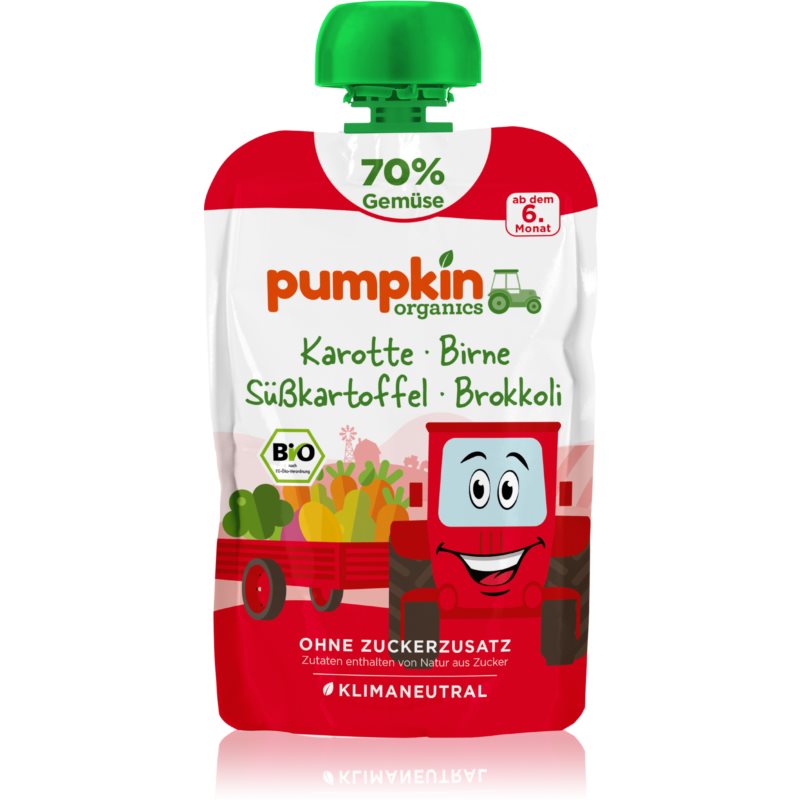 Pumpkin Organics BIO mrkva, batát, brokolica, hruška detský príkrm 100 g