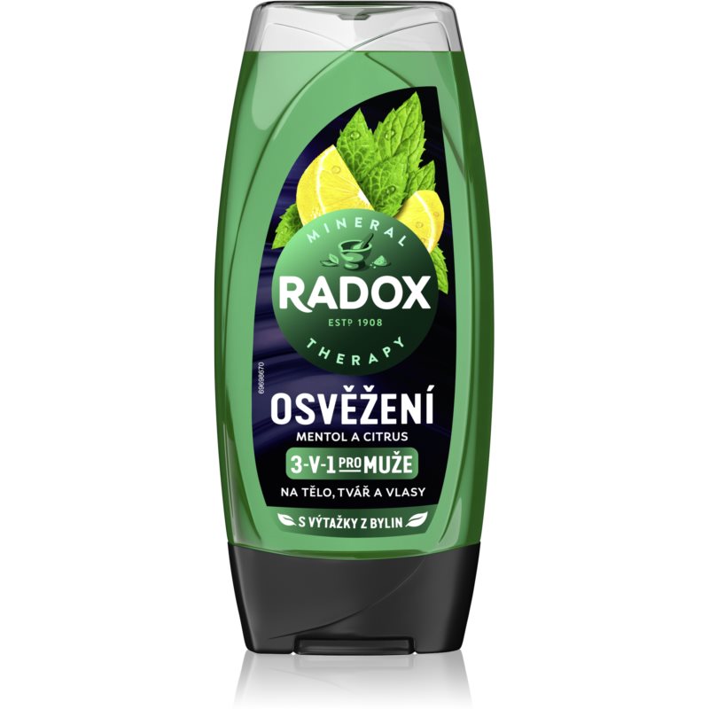 Radox Men Feel Strong sprchový gél a šampón 2 v 1 Mint  Tea Tree 225 ml