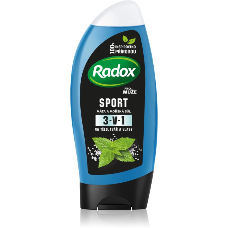 Radox Men Feel Sporty sprchový gél a šampón 2 v 1 Watermint  Sea Minerals 250 ml