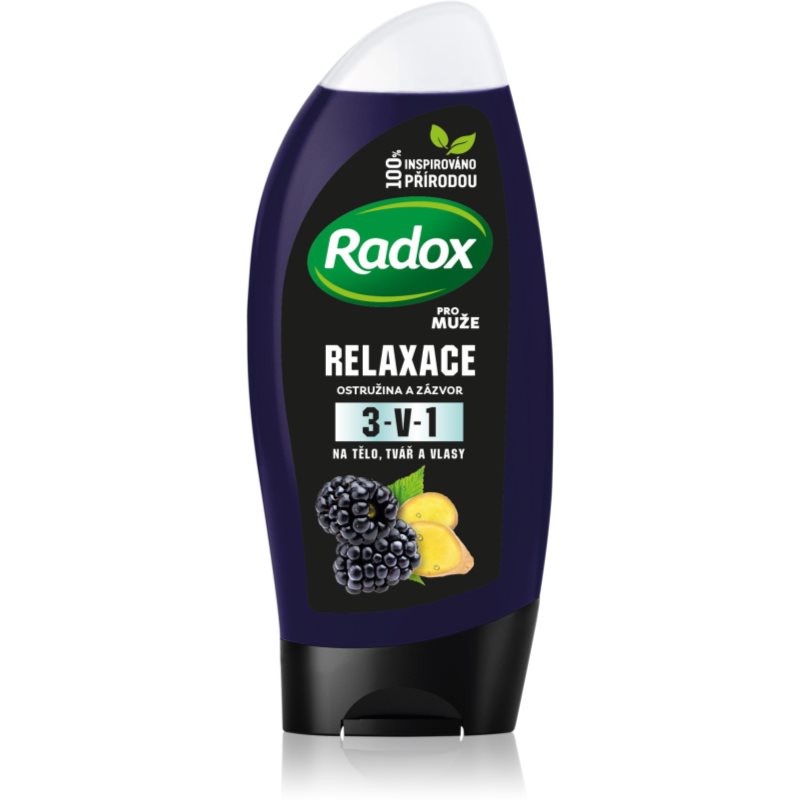 Radox Men Feel Wild sprchový gél na tvár, telo a vlasy pre mužov Blackberry  Ginger 225 ml