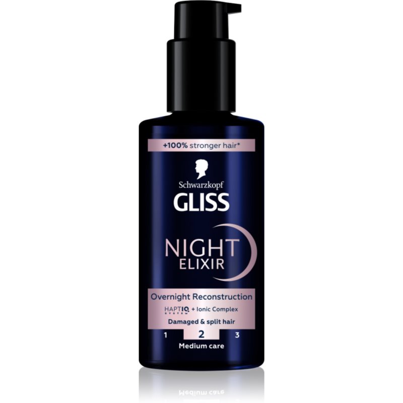 Schwarzkopf Gliss Night Elixir bezoplachový elixír na rozstrapkané končeky vlasov 100 ml