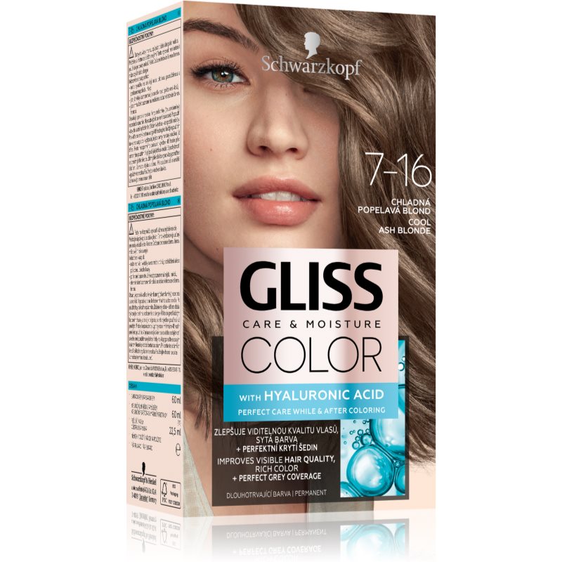 Schwarzkopf Gliss Color permanentná farba na vlasy odtieň 7-16 Cool Ash Blonde 1 ks