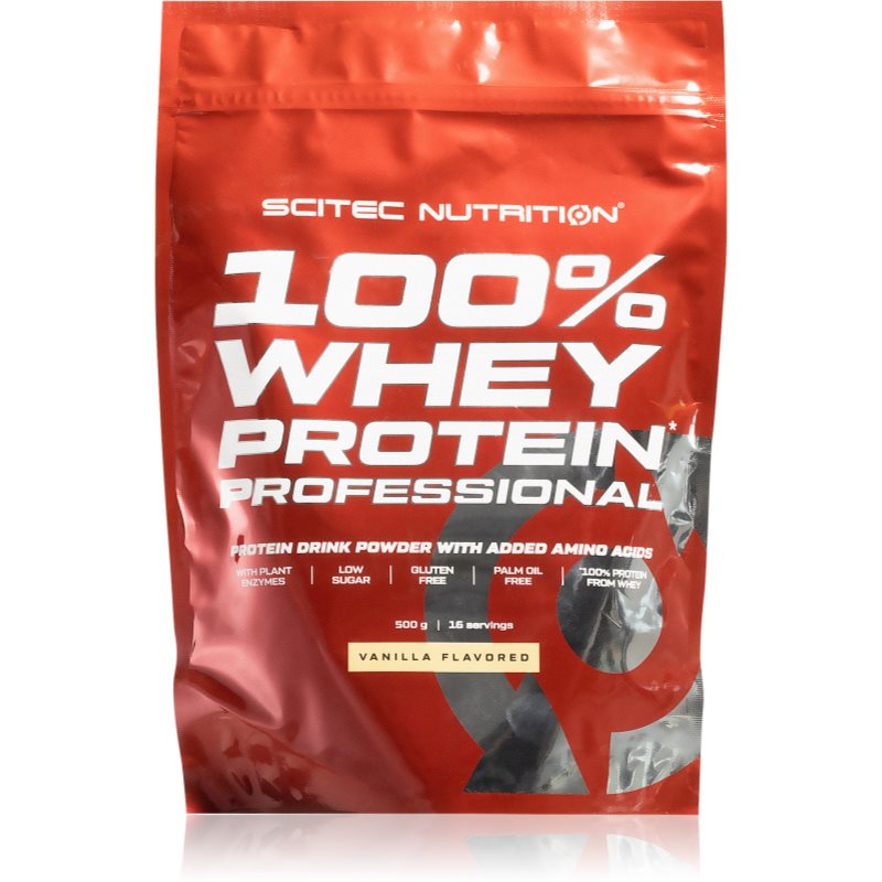 Scitec Nutrition 100 percent Whey Protein Professiona srvátkový proteín s tráviacimi enzýmami príchuť Vanilla 500 g