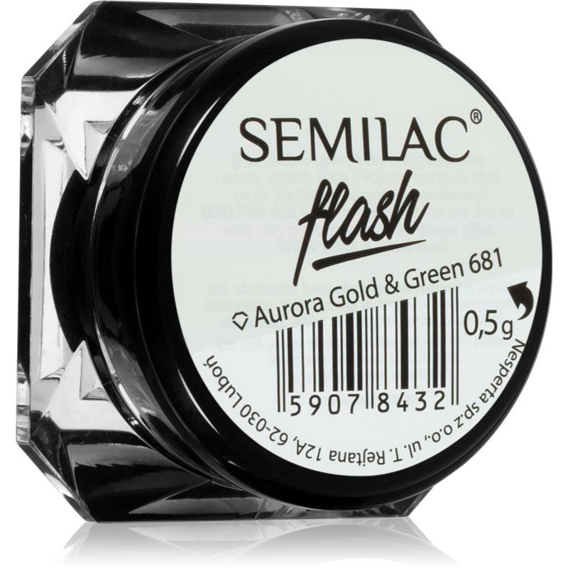 Semilac Flash trblietavý prášok na nechty odtieň Aurora Gold  Green 681 0,2 g