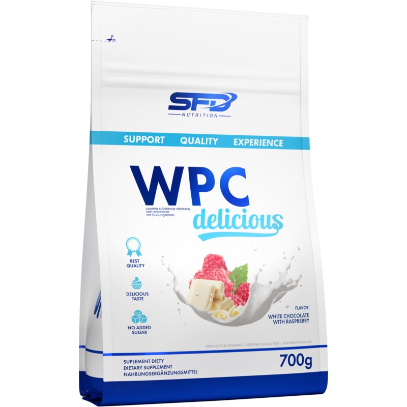 SFD Nutrition WPC Protein Delicious srvátkový proteín príchuť White Chocolate  Raspberry 700 g
