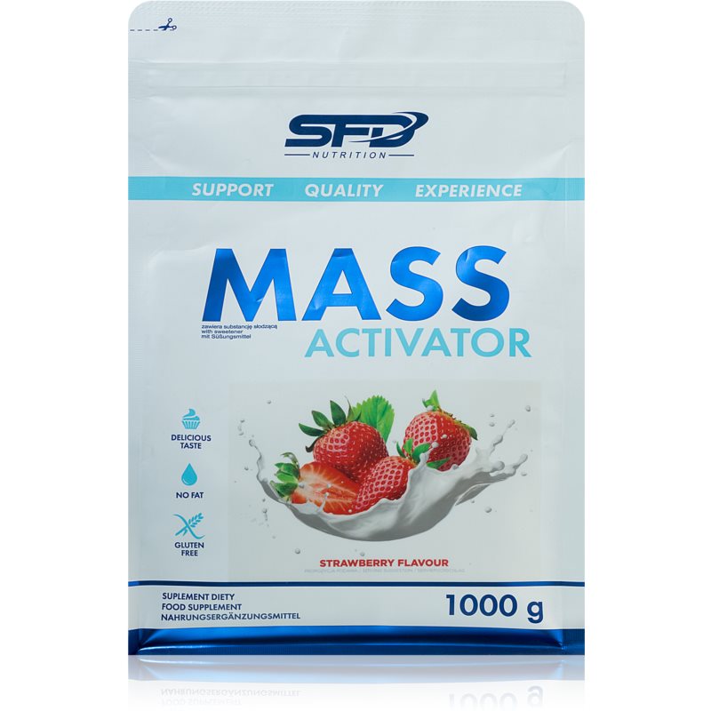 SFD Nutrition Mass Activator podpora tvorby svalovej hmoty príchuť Strawberry 1000 g
