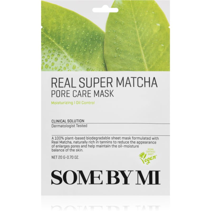 Some By Mi Daily Solution Super Matcha Pore Care ošetrujúca plátienková maska pre stiahnutie pórov a matný vzhľad pleti 20 g