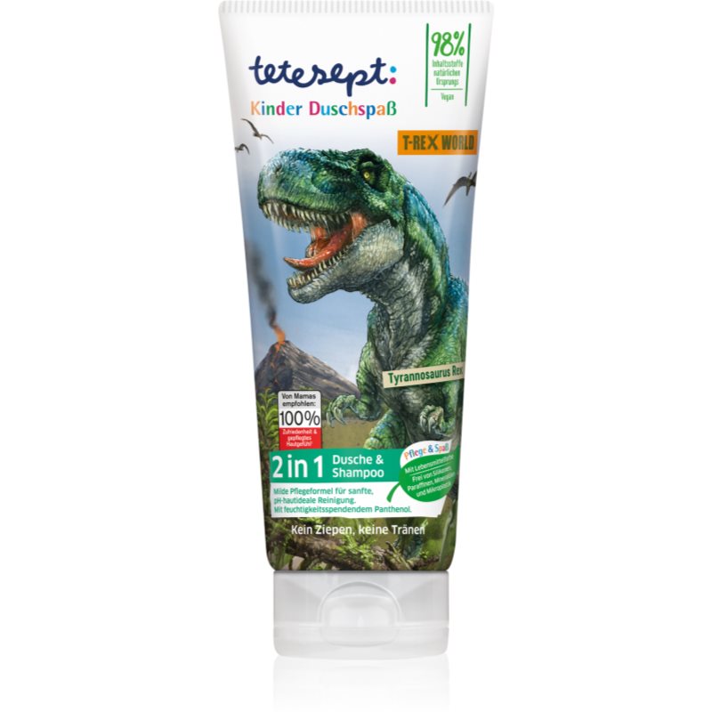 Tetesept Shower Gel  Shampoo T-Rex World jemný sprchový gél a šampón pre deti 200 ml