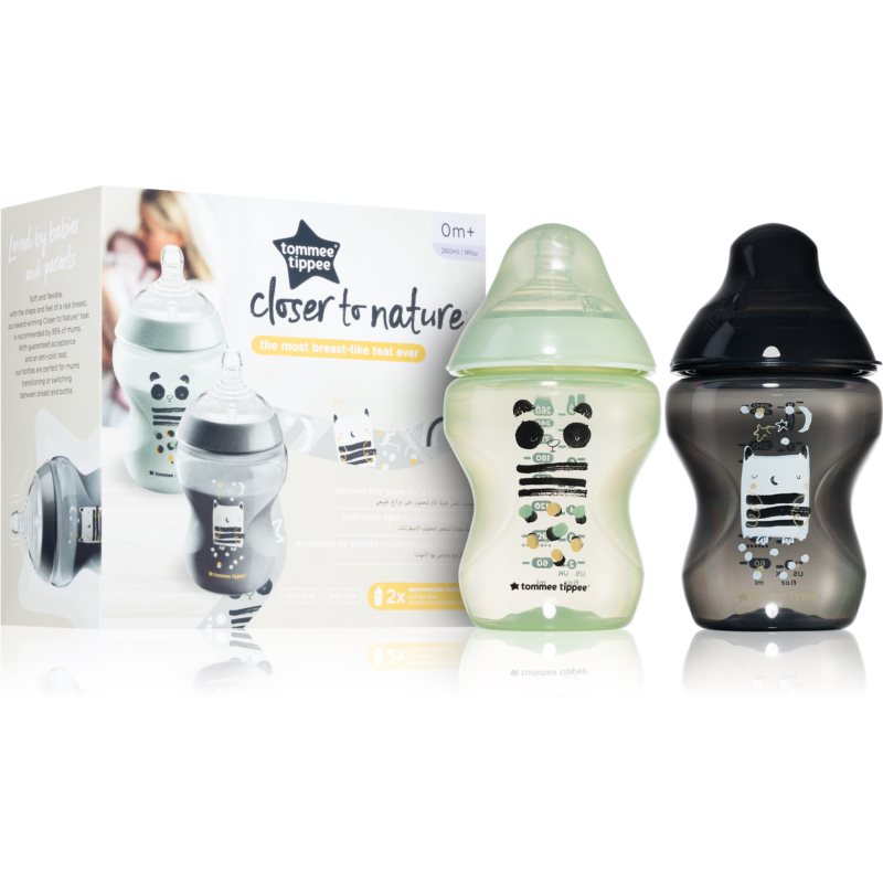 Tommee Tippee Closer To Nature Anti-colic Ollie and Pip dojčenská fľaša Slow Flow 0m 2x260 ml