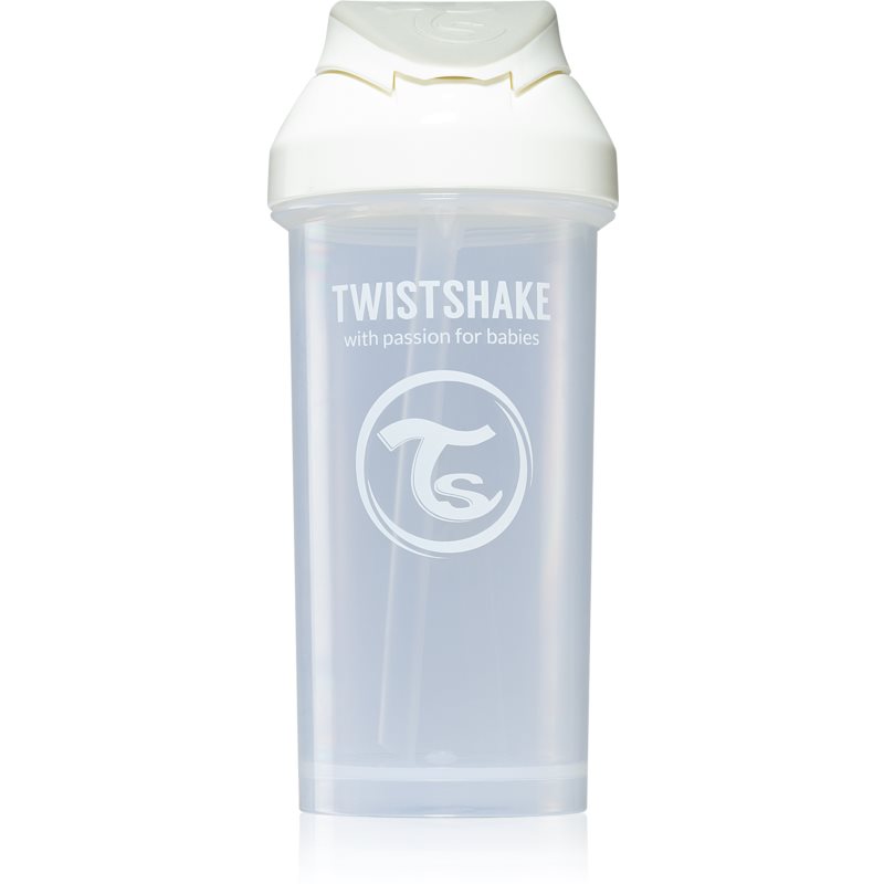 Twistshake Straw Cup White fľaša s rúrkou 6m 360 ml