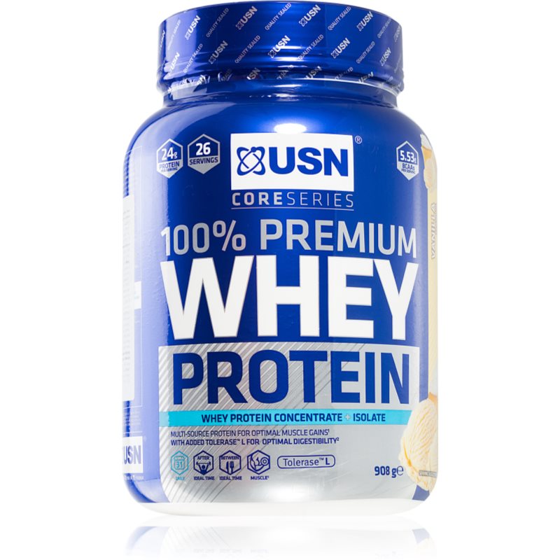 USN 100 percent Premium Whey Protein srvátkový proteín príchuť Vanilla 908 g