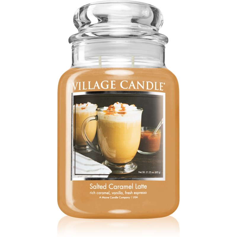 Village Candle Salted Caramel Latte vonná sviečka (Glass Lid) 602 g