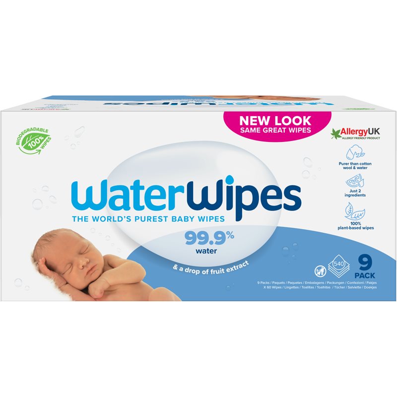 Water Wipes Baby Wipes 9 Pack detské jemné vlhčené obrúsky 9x60 ks