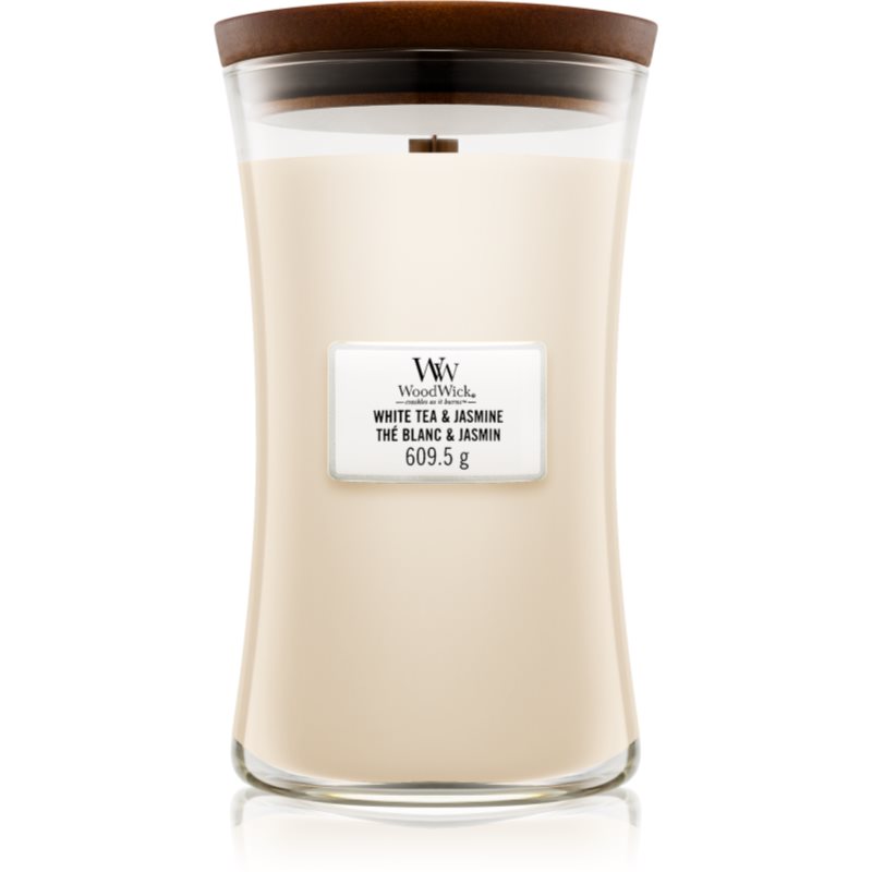 Woodwick White Tea  Jasmine vonná sviečka s dreveným knotom 609.5 g