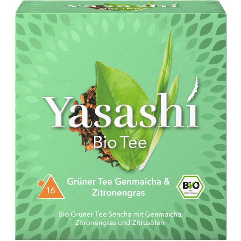 Yasashi BIO Zelený čaj Genmaicha  Citrónová tráva