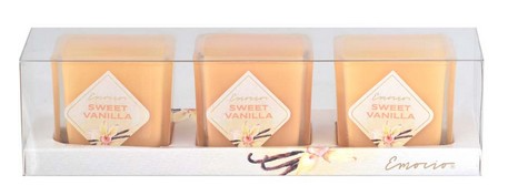 Emocio Sklo barevné 51x51x52 mm 3 ks Sweet Vanilla vonná svíčka